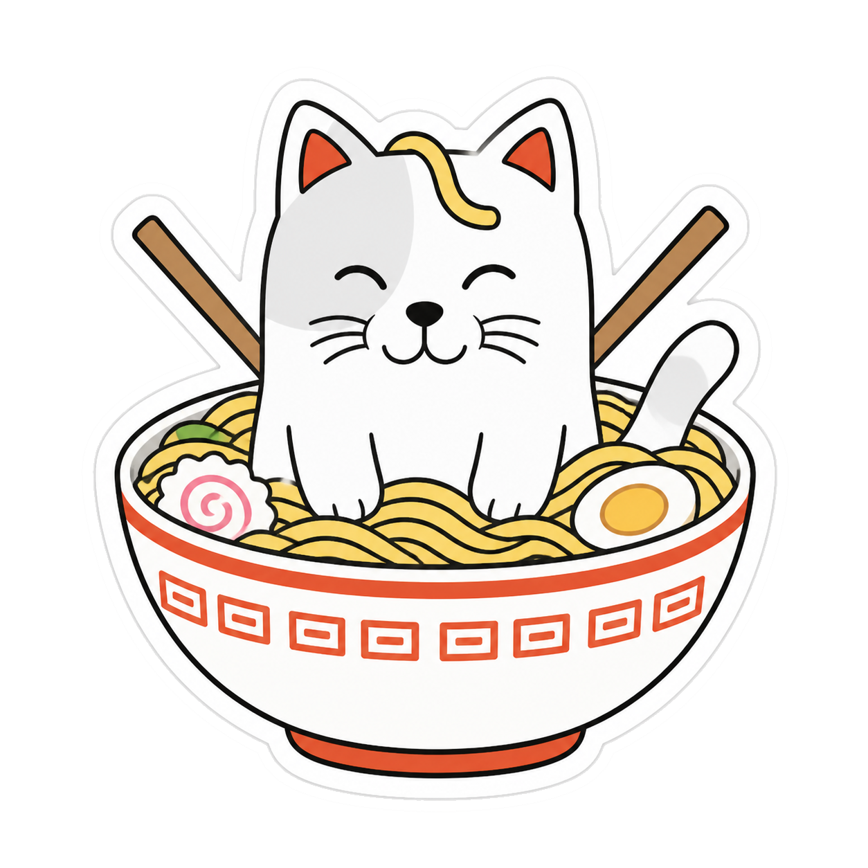 Purr Cat sticker 14: ramen bowl