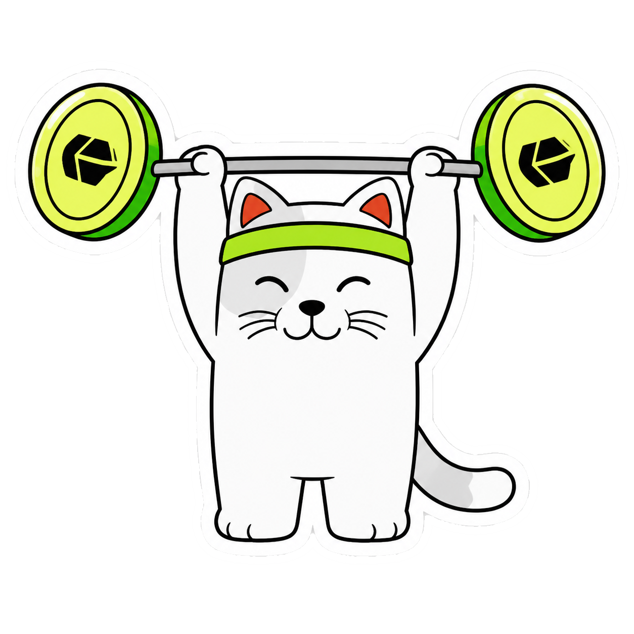 Purr Cat sticker 25: token weightlifter
