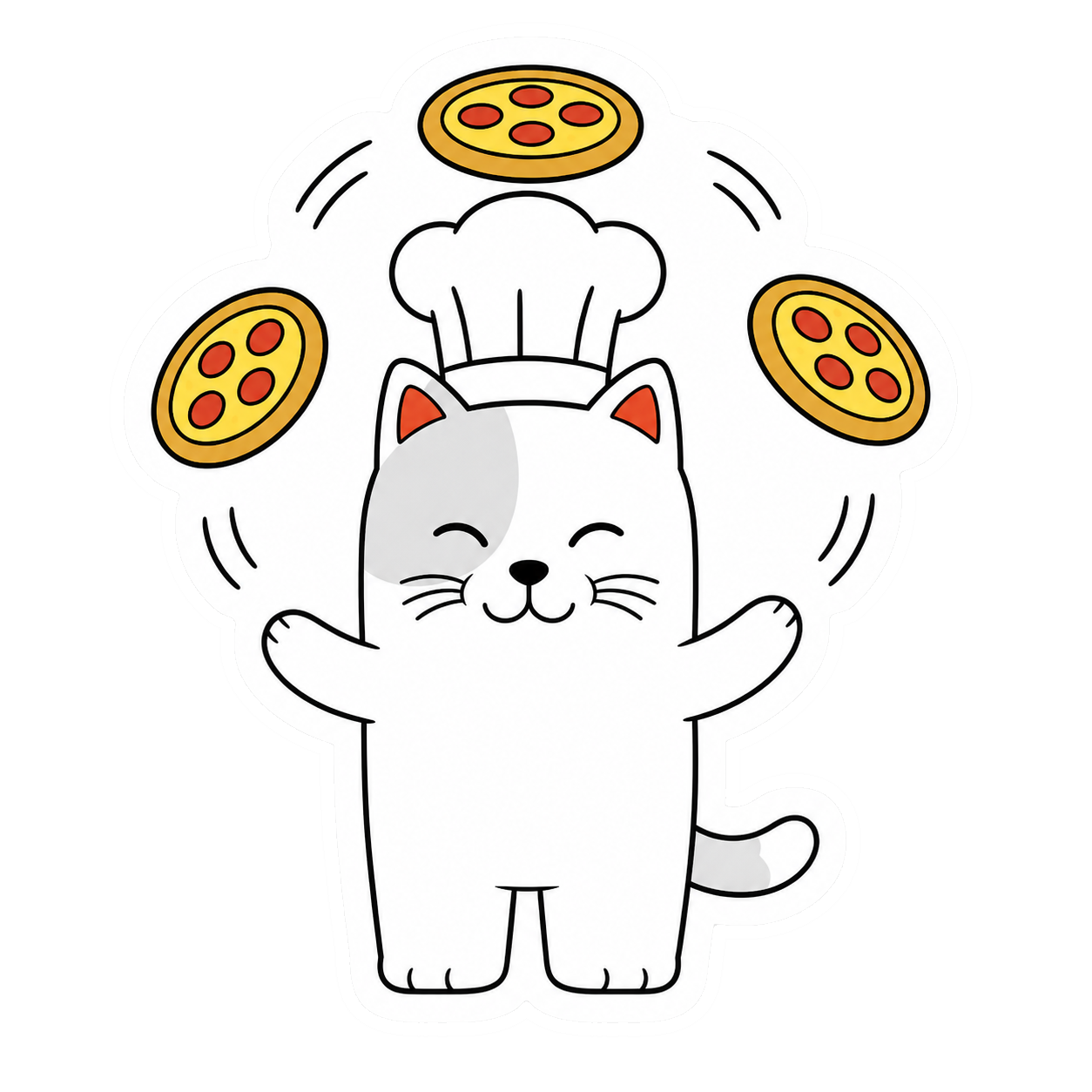 Purr Cat sticker 28: pizza juggling chef