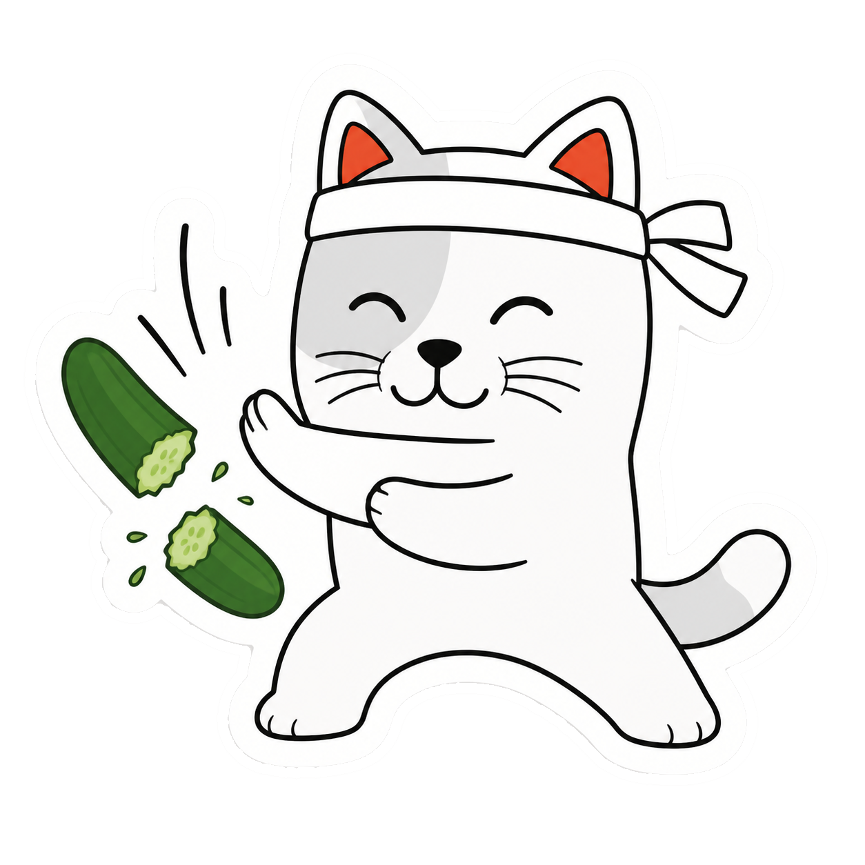 Purr Cat sticker 30: cucumber karate