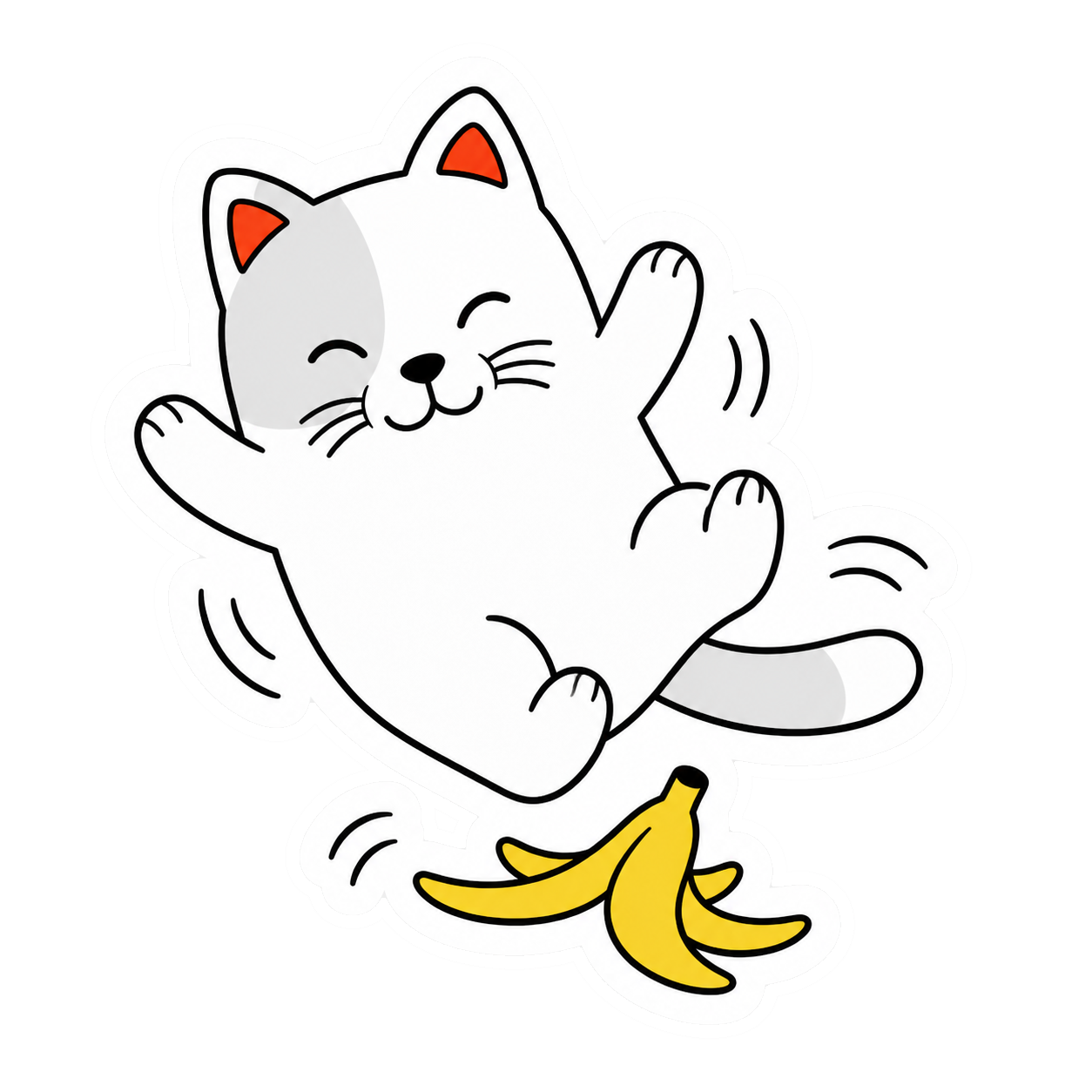 Purr Cat sticker 33: banana peel wipeout