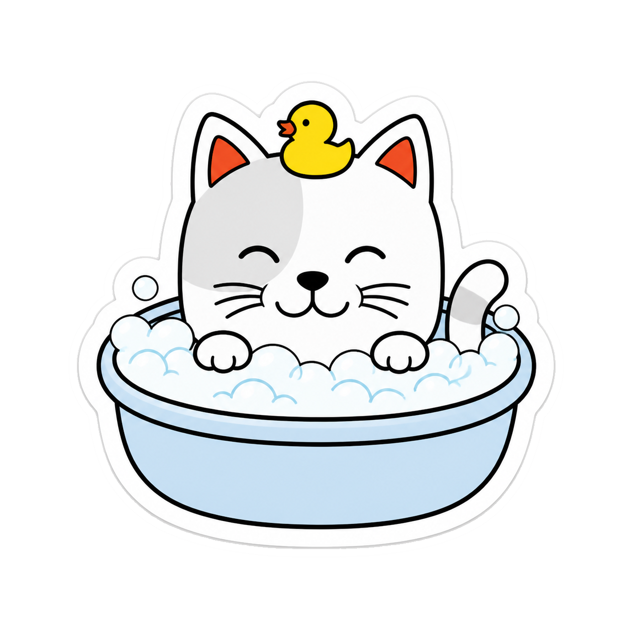 Purr Cat sticker 35: bubble bath duck