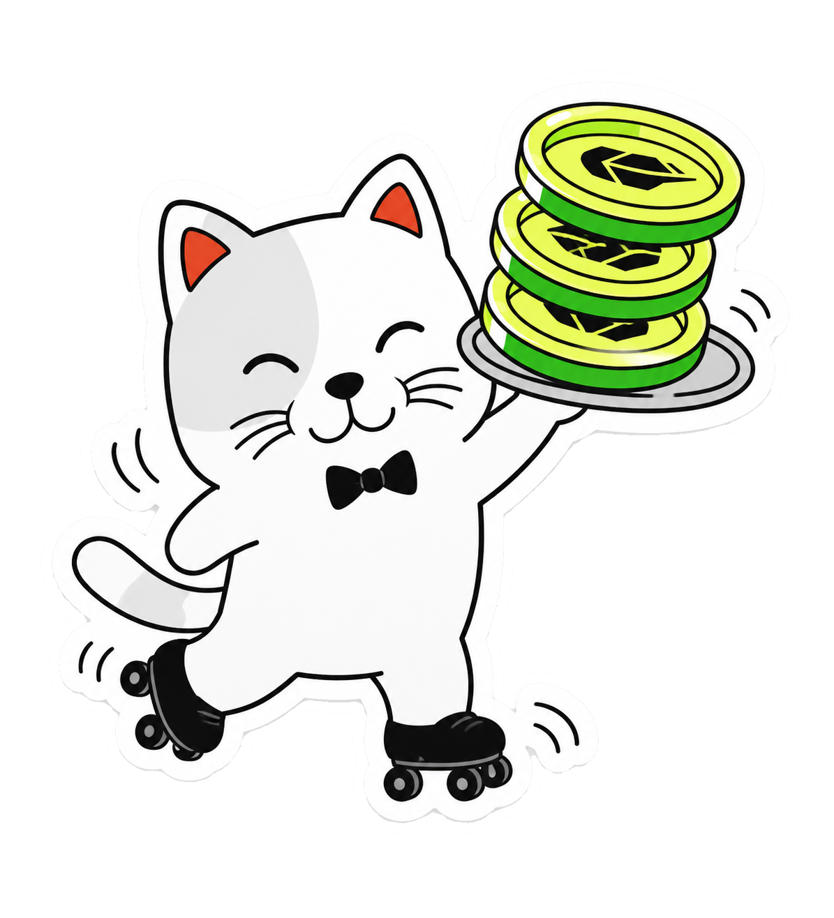 Purr Cat sticker 42: token roller waiter